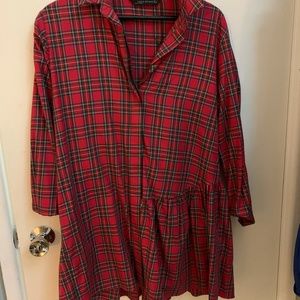 Plaid Long Sleeve Dress Zara